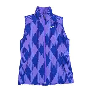 Nike Golf Womens M Purple Vest Full Zip Mock Neck Lined Stretch Zipper Pockets
